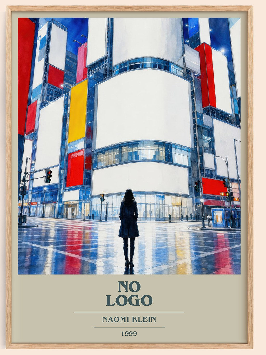 No Logo book cover book poster by Naomi Klein – framed literary art print