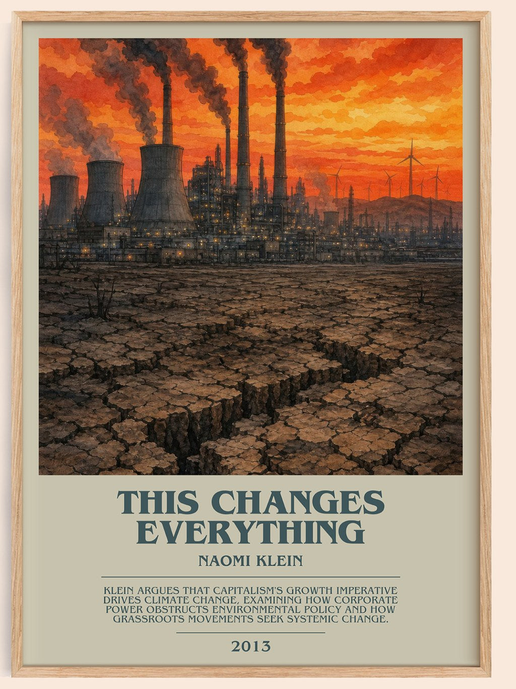 This Changes Everything bookish book poster by Naomi Klein – framed literary art print