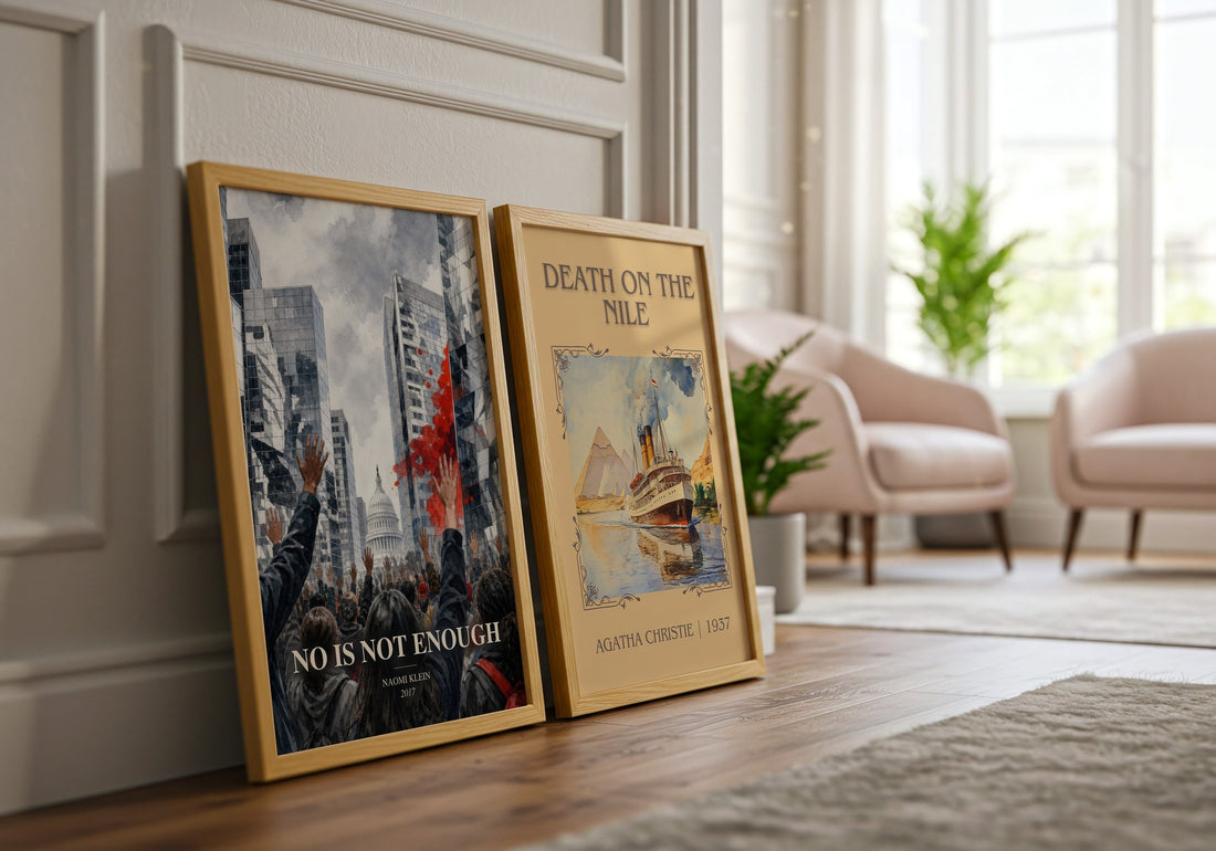 No Is Not Enough watercolour print framed by window – literary home decor