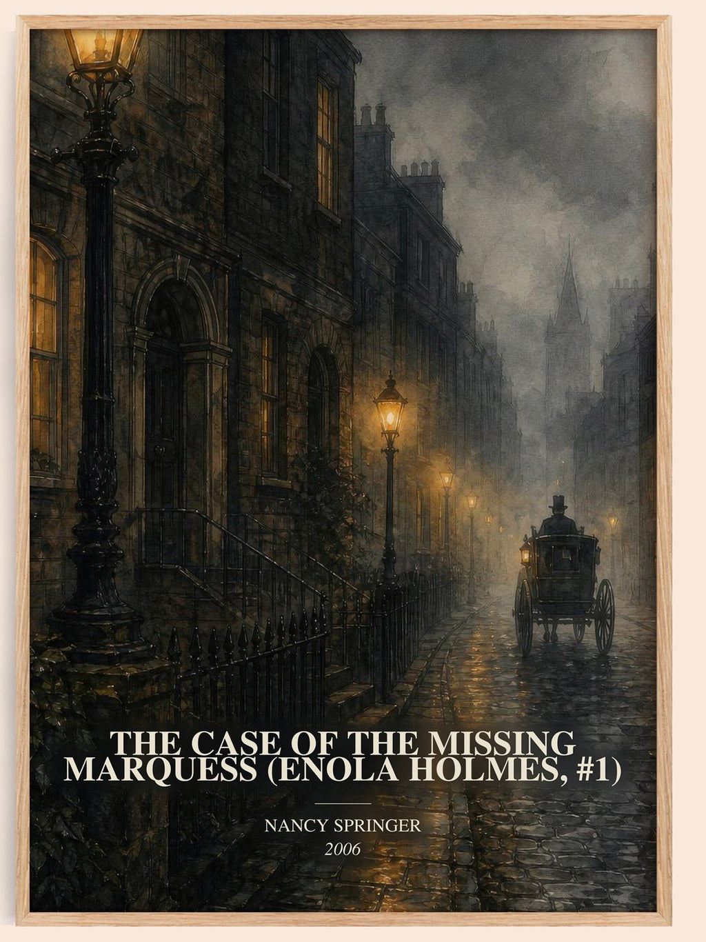 The Case of the Missing Marquess (Enola Holmes, #1) watercolour book poster by Nancy Springer – framed literary art print