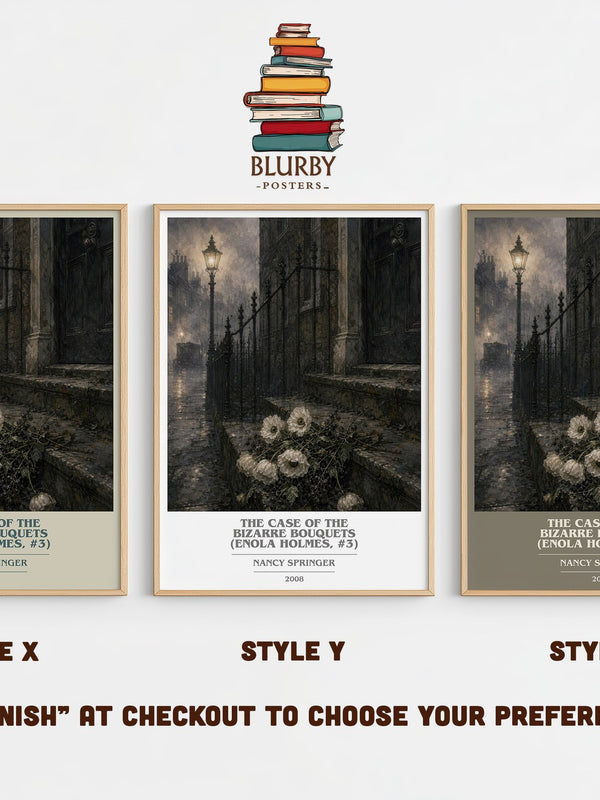 The Case of the Bizarre Bouquets (Enola Holmes, #3) book cover print in frame leaning in hallway – mystery wall art