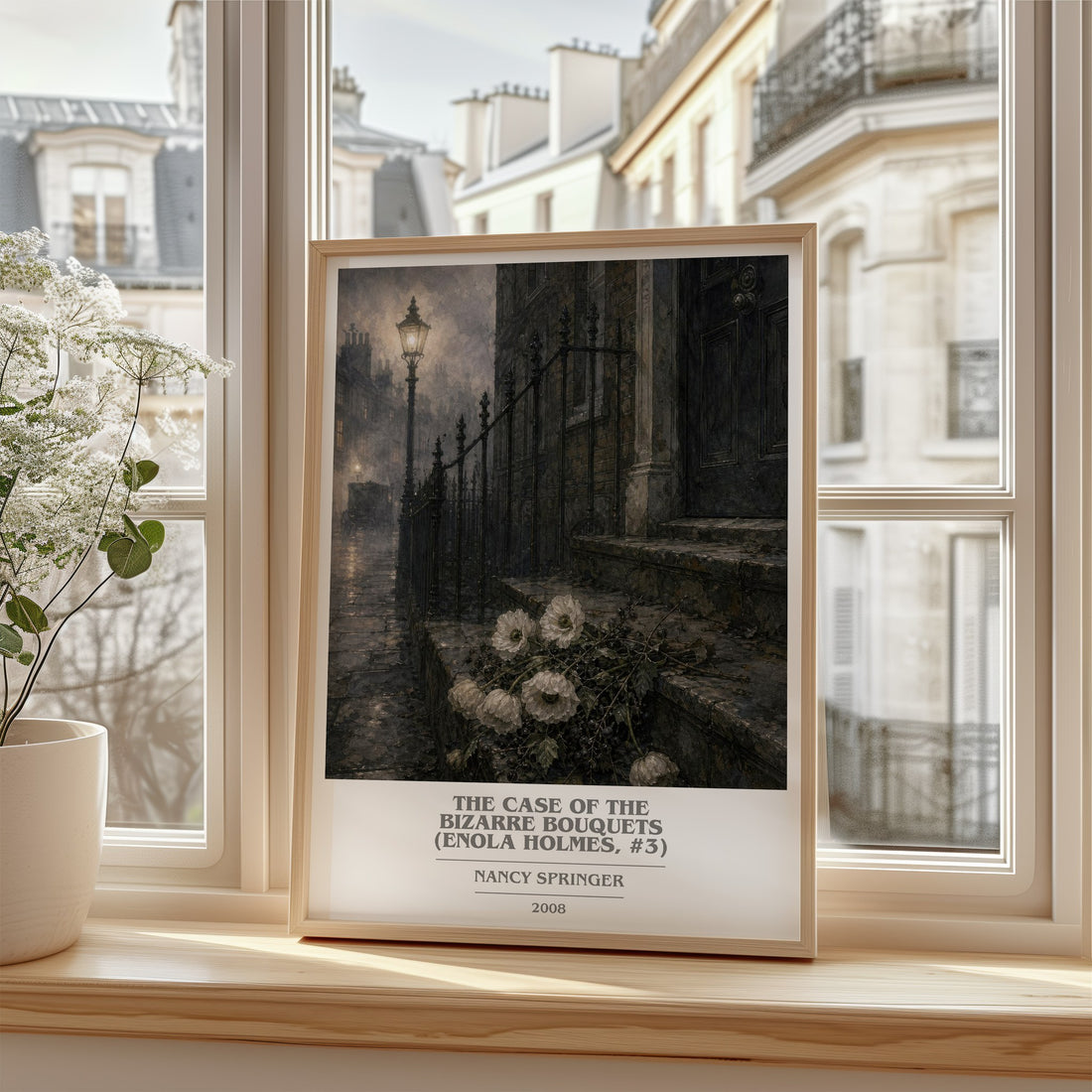 The Case of the Bizarre Bouquets (Enola Holmes, #3) book cover poster colour and style options – Nancy Springer book art