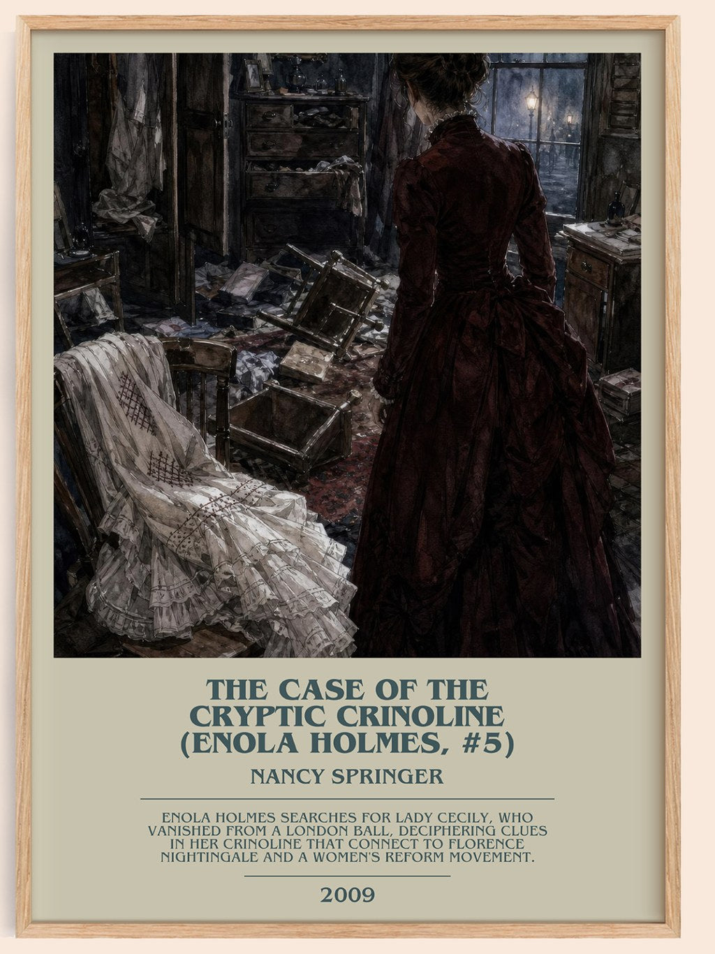 The Case of the Cryptic Crinoline (Enola Holmes, #5) bookish book poster by Nancy Springer – framed literary art print