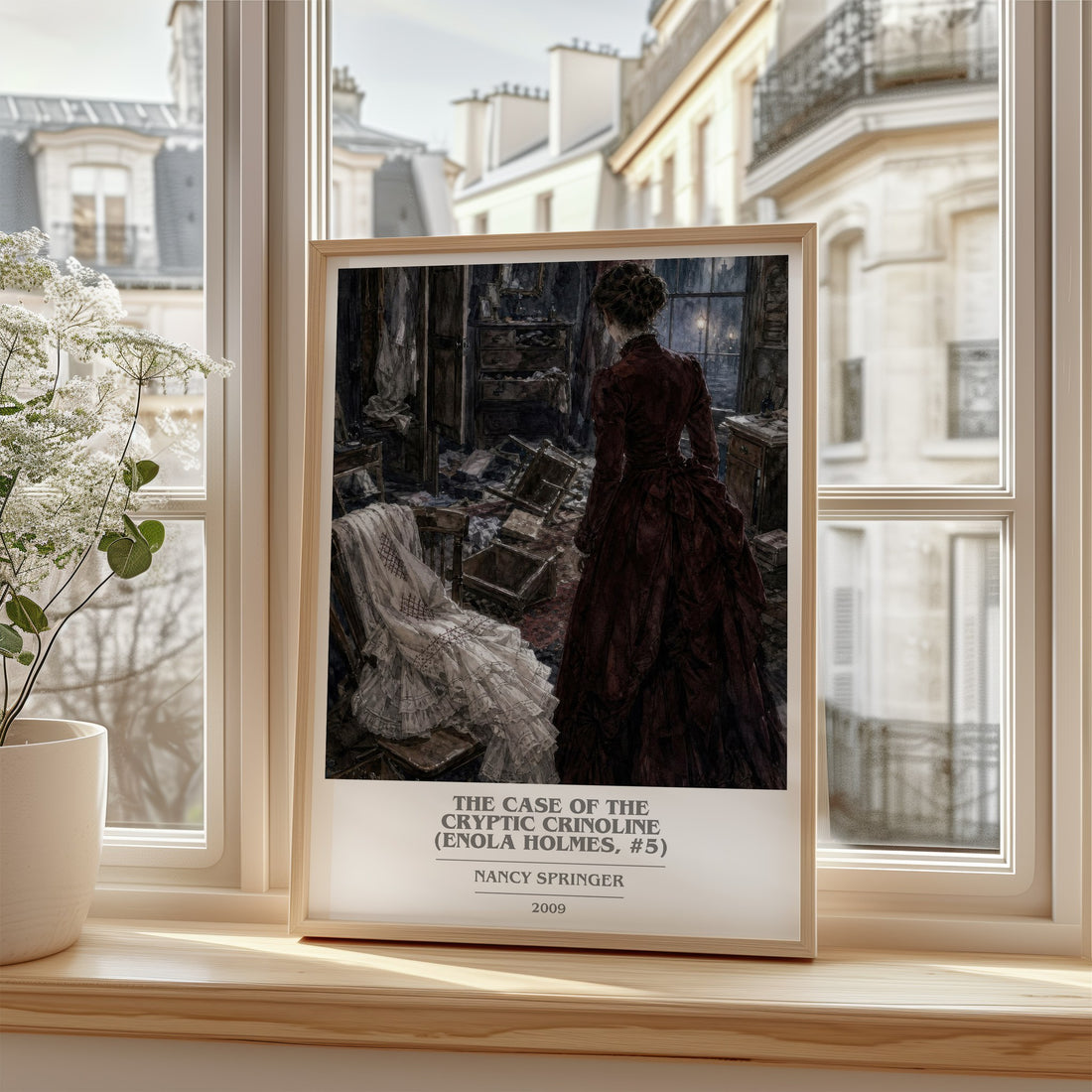 The Case of the Cryptic Crinoline (Enola Holmes, #5) book cover poster colour and style options – Nancy Springer book art