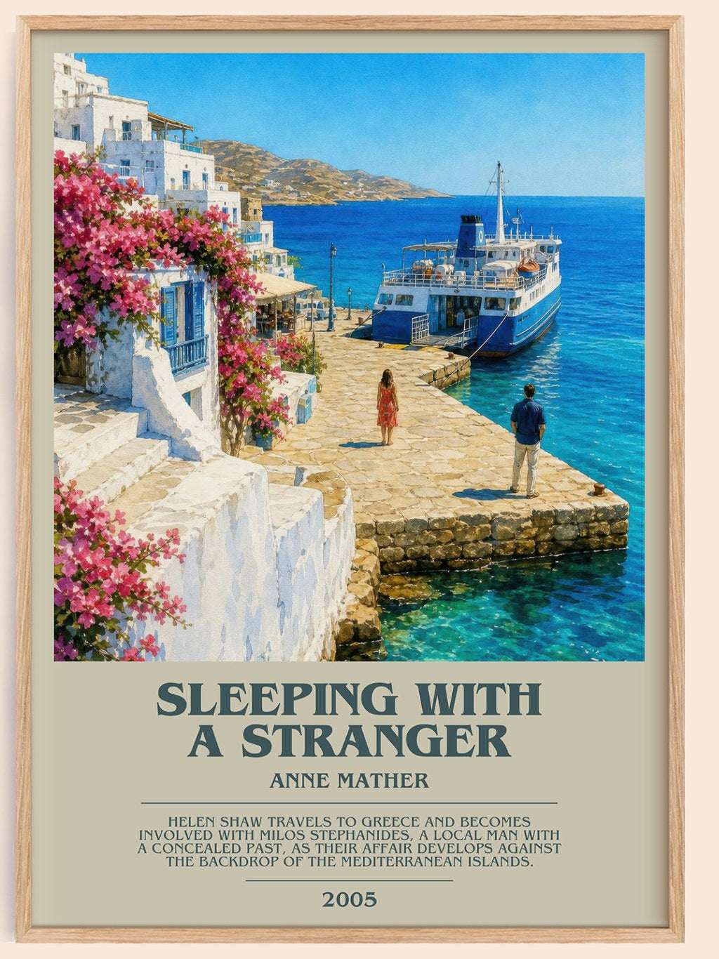 Sleeping with a Stranger bookish book poster by Anne Mather – framed literary art print