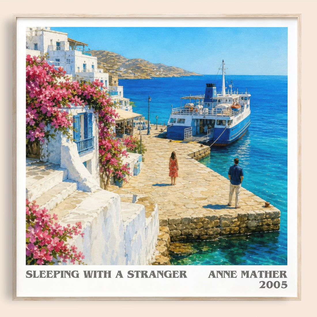 Sleeping with a Stranger literary book poster by Anne Mather – framed literary art print