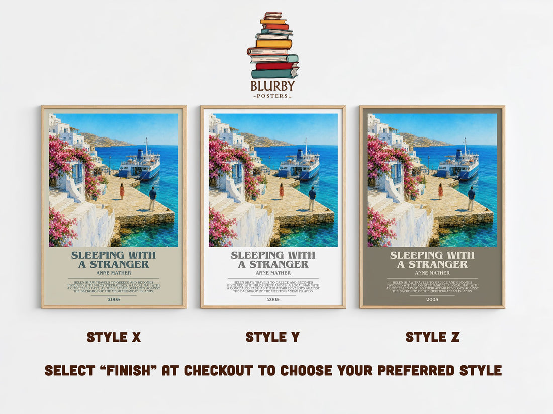 Sleeping with a Stranger bookish print in frame leaning in hallway – romance wall art (mockup)