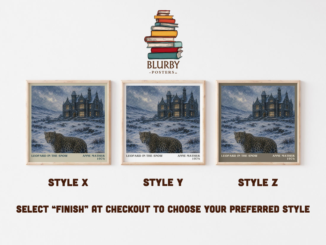 Leopard in the Snow literary print in frame leaning in hallway – romance wall art (mockup)
