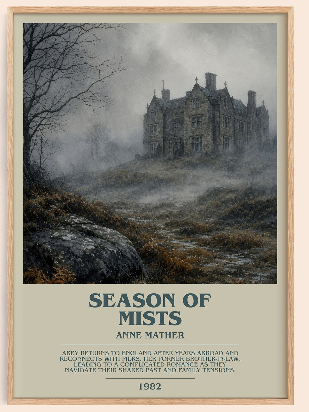Season of Mists bookish book poster by Anne Mather – framed literary art print