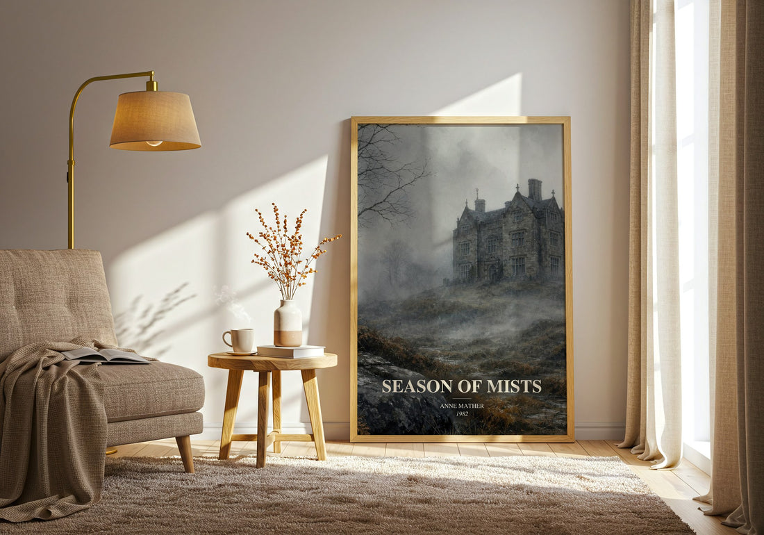 Season of Mists watercolour print in frame leaning in hallway – romance wall art