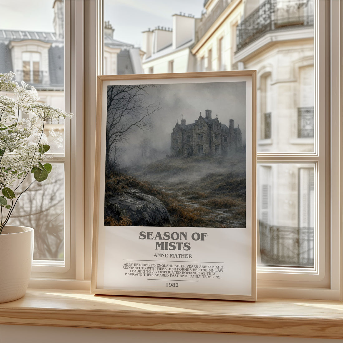 Season of Mists bookish poster colour and style options – Anne Mather book art