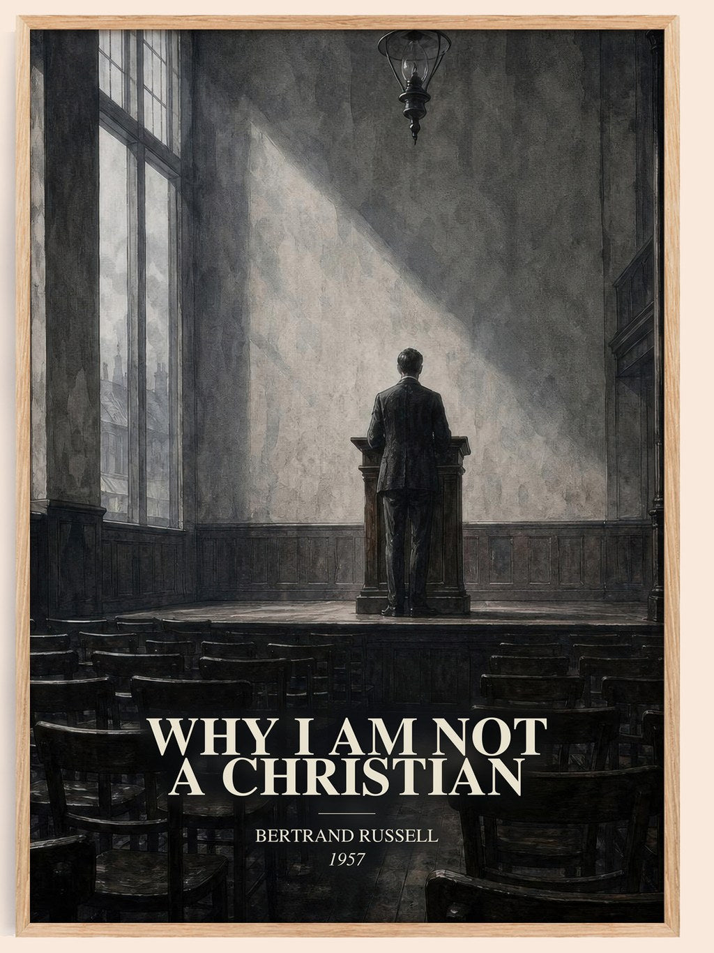Why I am not a Christian watercolour book poster by Bertrand Russell – framed literary art print