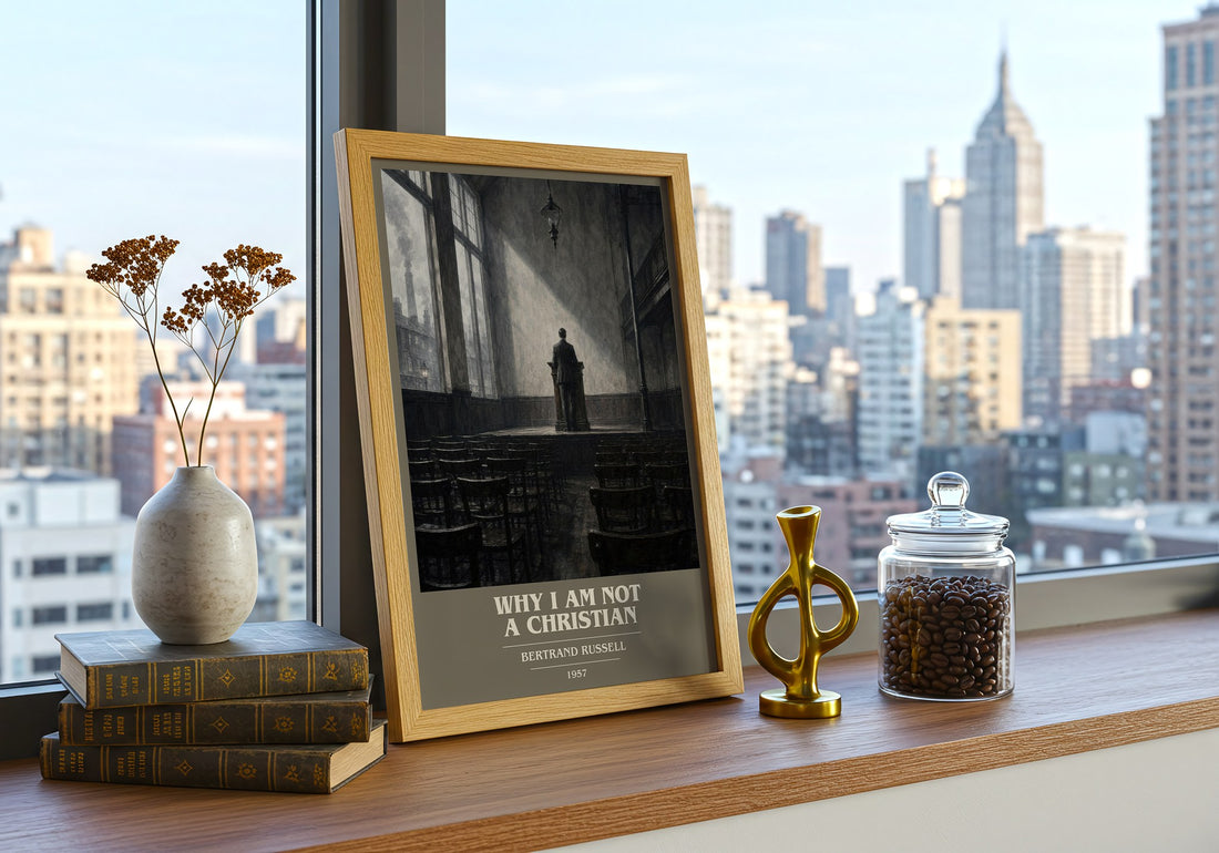 Why I am not a Christian book cover print framed by window – literary home decor