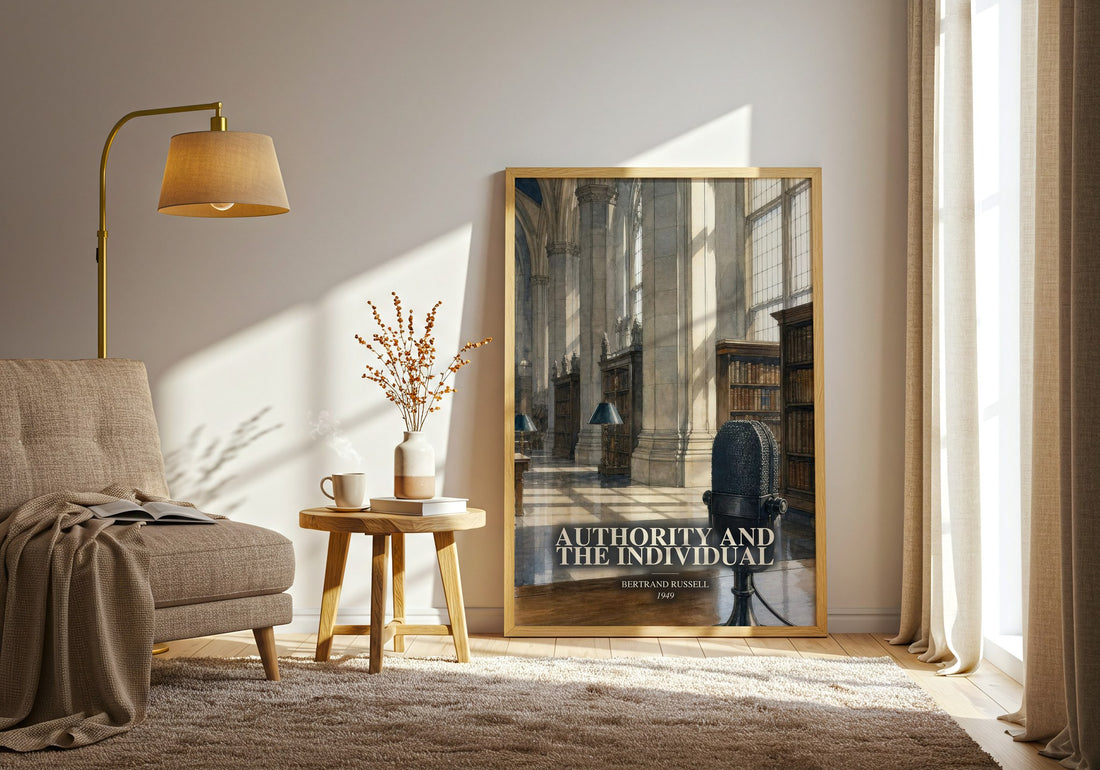 Authority and the Individual watercolour print in frame leaning in hallway – philosophy wall art