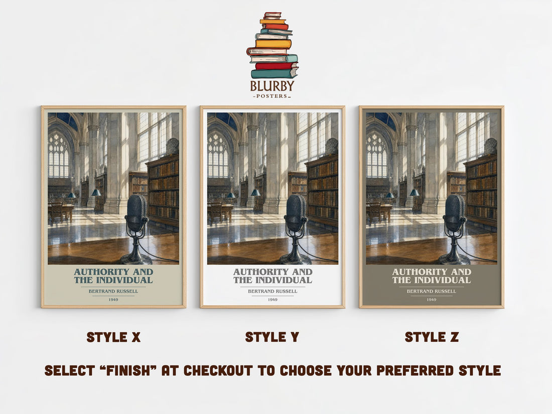 Authority and the Individual book cover print in frame leaning in hallway – philosophy wall art (mockup)