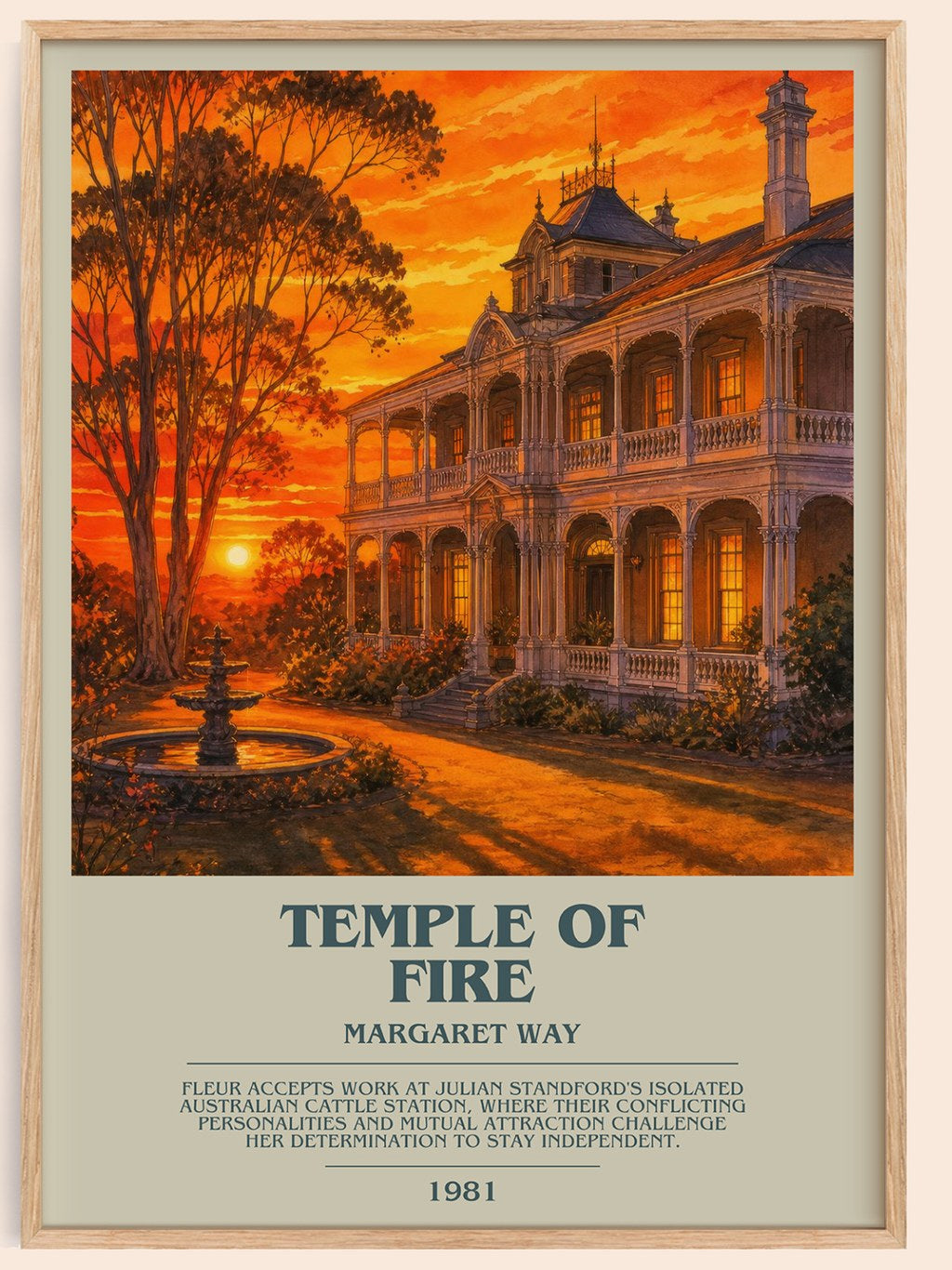 Temple of Fire bookish book poster by Margaret Way – framed literary art print