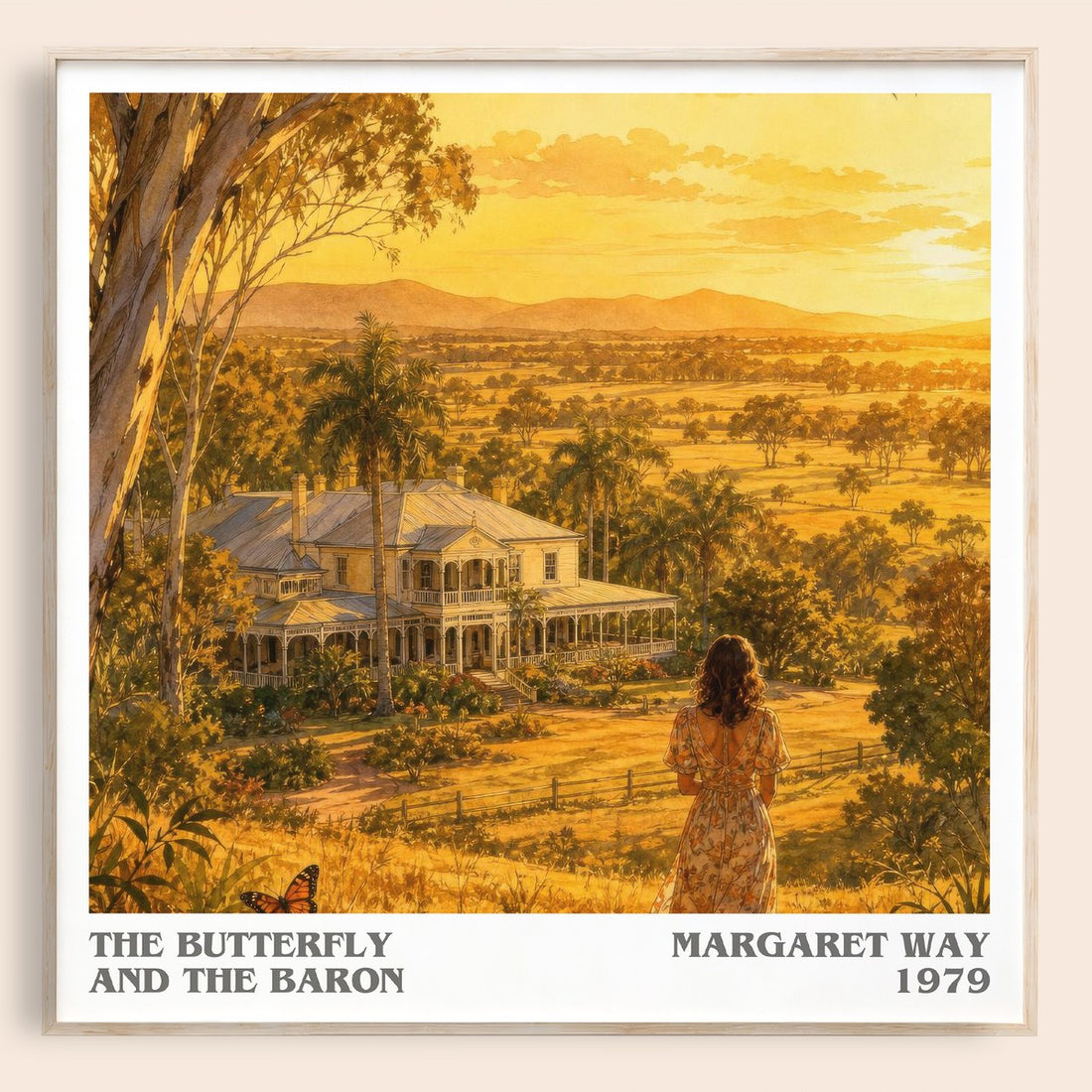 The Butterfly and the Baron literary book poster by Margaret Way – framed literary art print