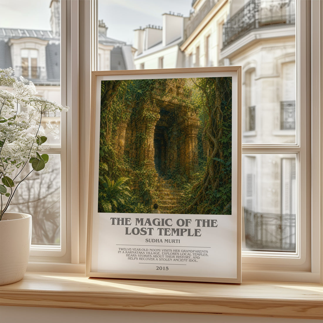The Magic of the Lost Temple bookish poster colour and style options – Sudha Murti book art