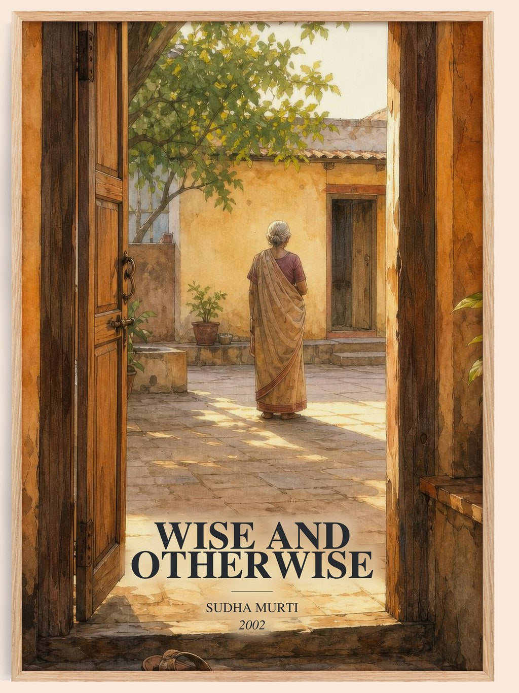 Wise and otherwise watercolour book poster by Sudha Murti – framed literary art print