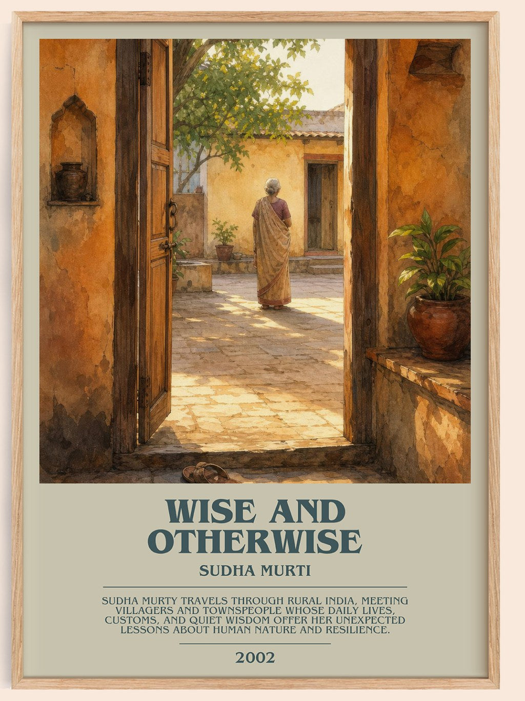 Wise and otherwise bookish book poster by Sudha Murti – framed literary art print