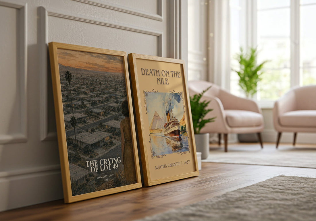 The Crying of Lot 49 watercolour print framed by window – literary home decor
