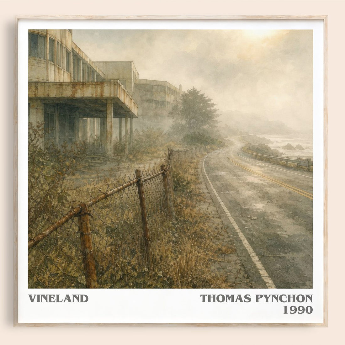 Vineland literary book poster by Thomas Pynchon – framed literary art print