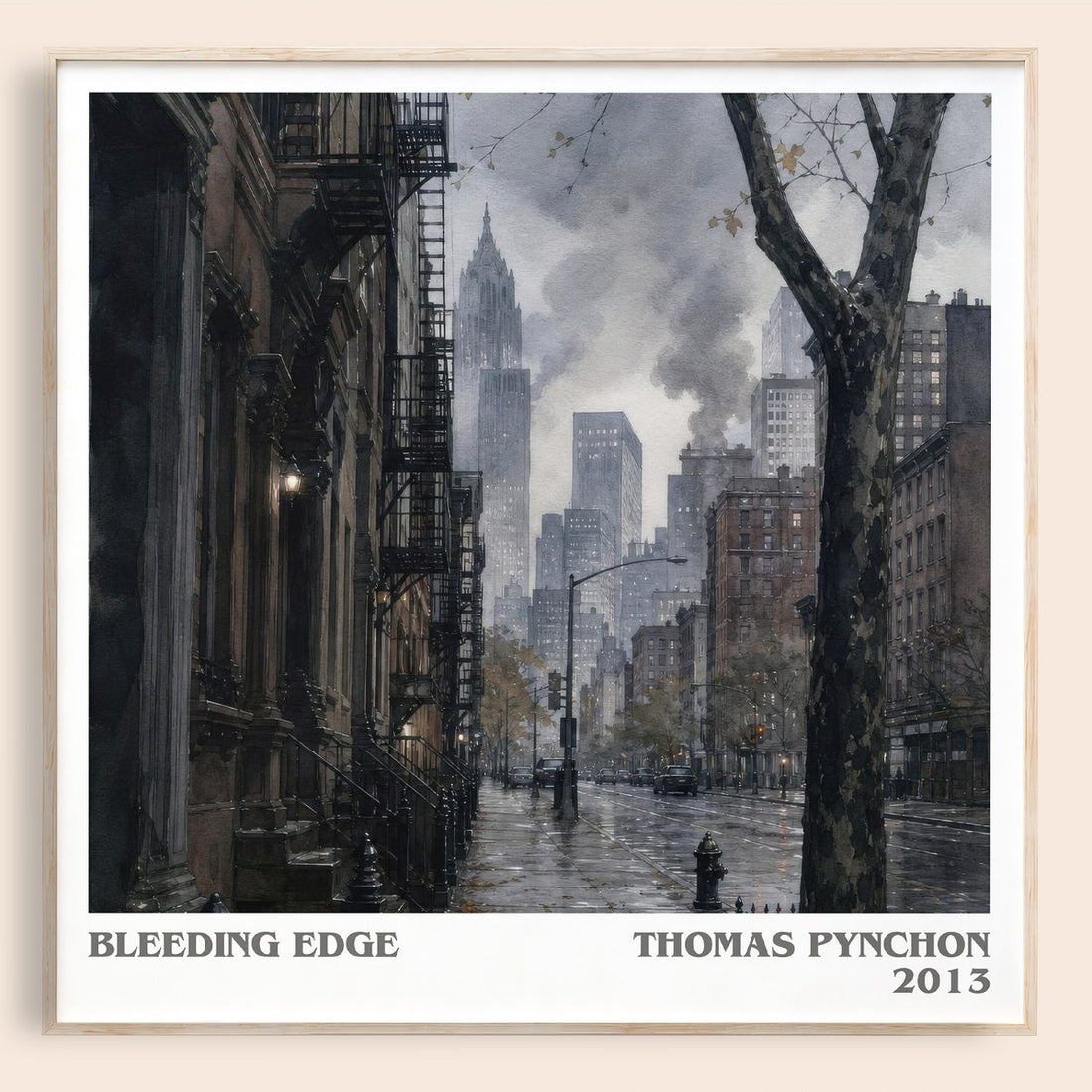 Bleeding Edge literary book poster by Thomas Pynchon – framed literary art print