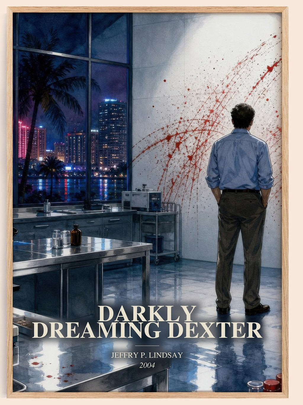 Darkly dreaming Dexter watercolour book poster by Jeffry P. Lindsay – framed literary art print