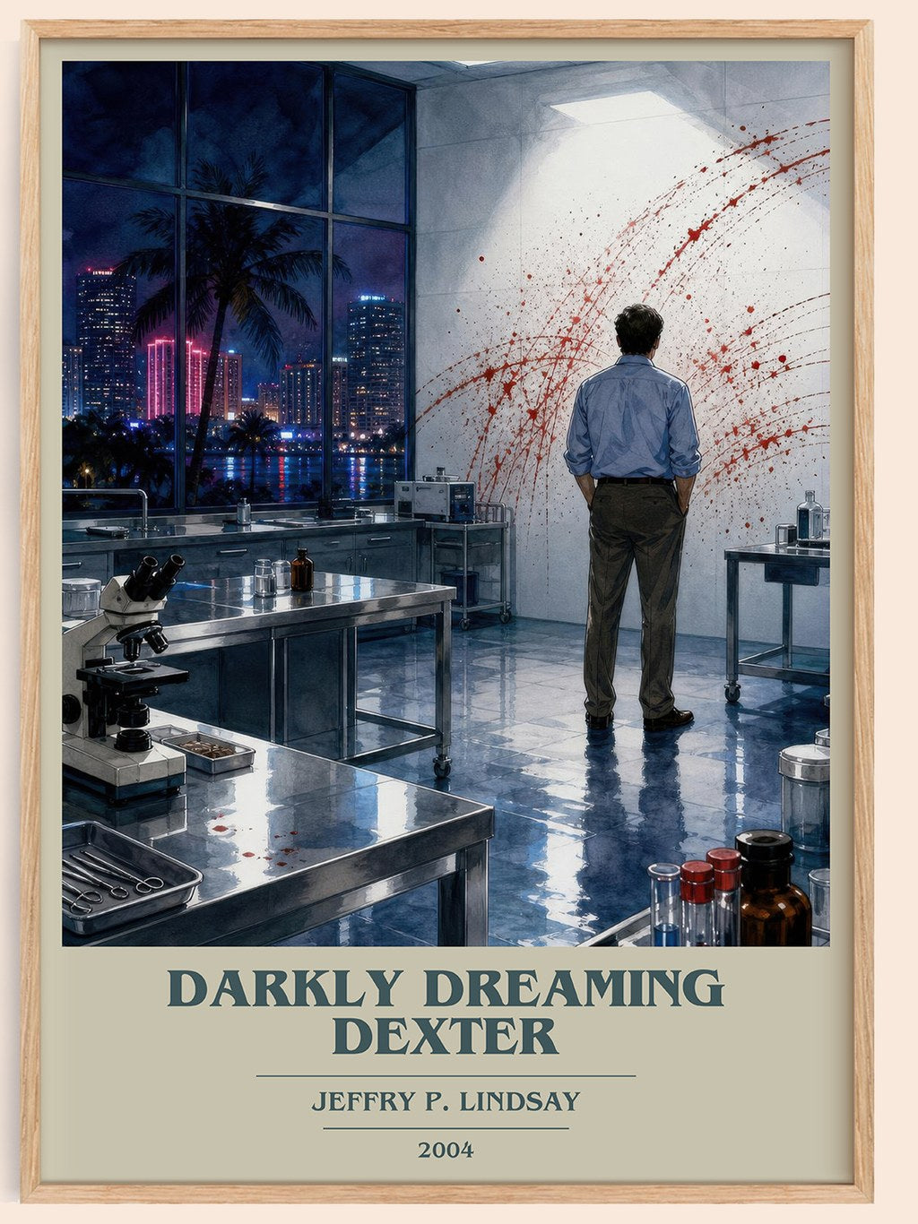 Darkly dreaming Dexter book cover book poster by Jeffry P. Lindsay – framed literary art print