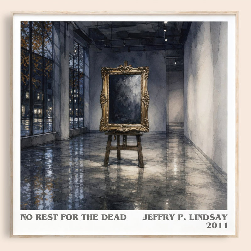 No Rest for the Dead literary book poster by Jeffry P. Lindsay – framed literary art print