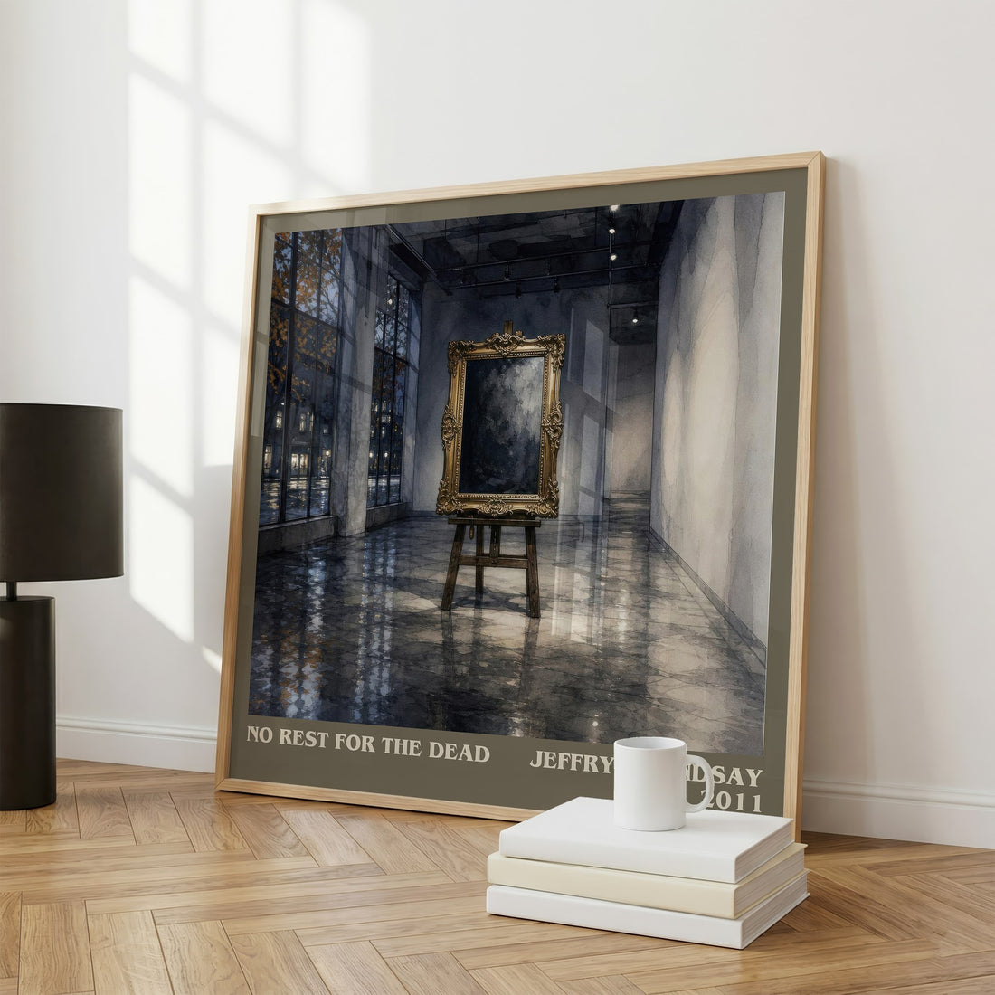 No Rest for the Dead literary print framed by window – literary home decor