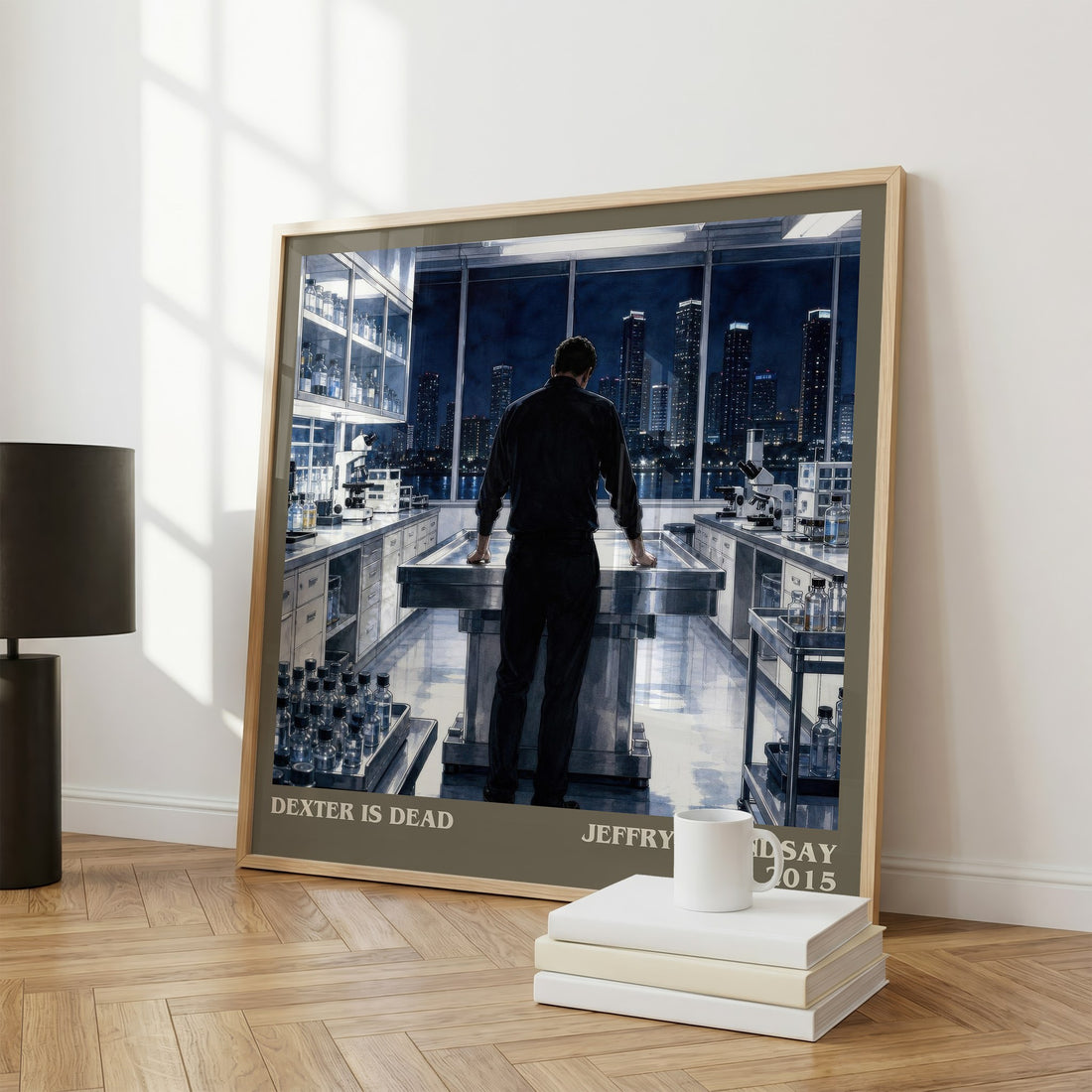 Dexter is dead literary print framed by window – literary home decor