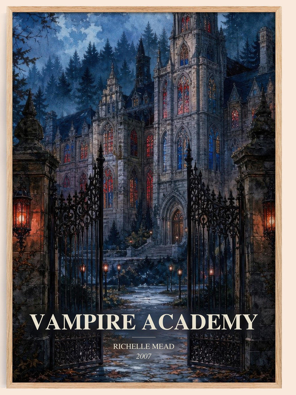Vampire Academy watercolour book poster by Richelle Mead – framed literary art print