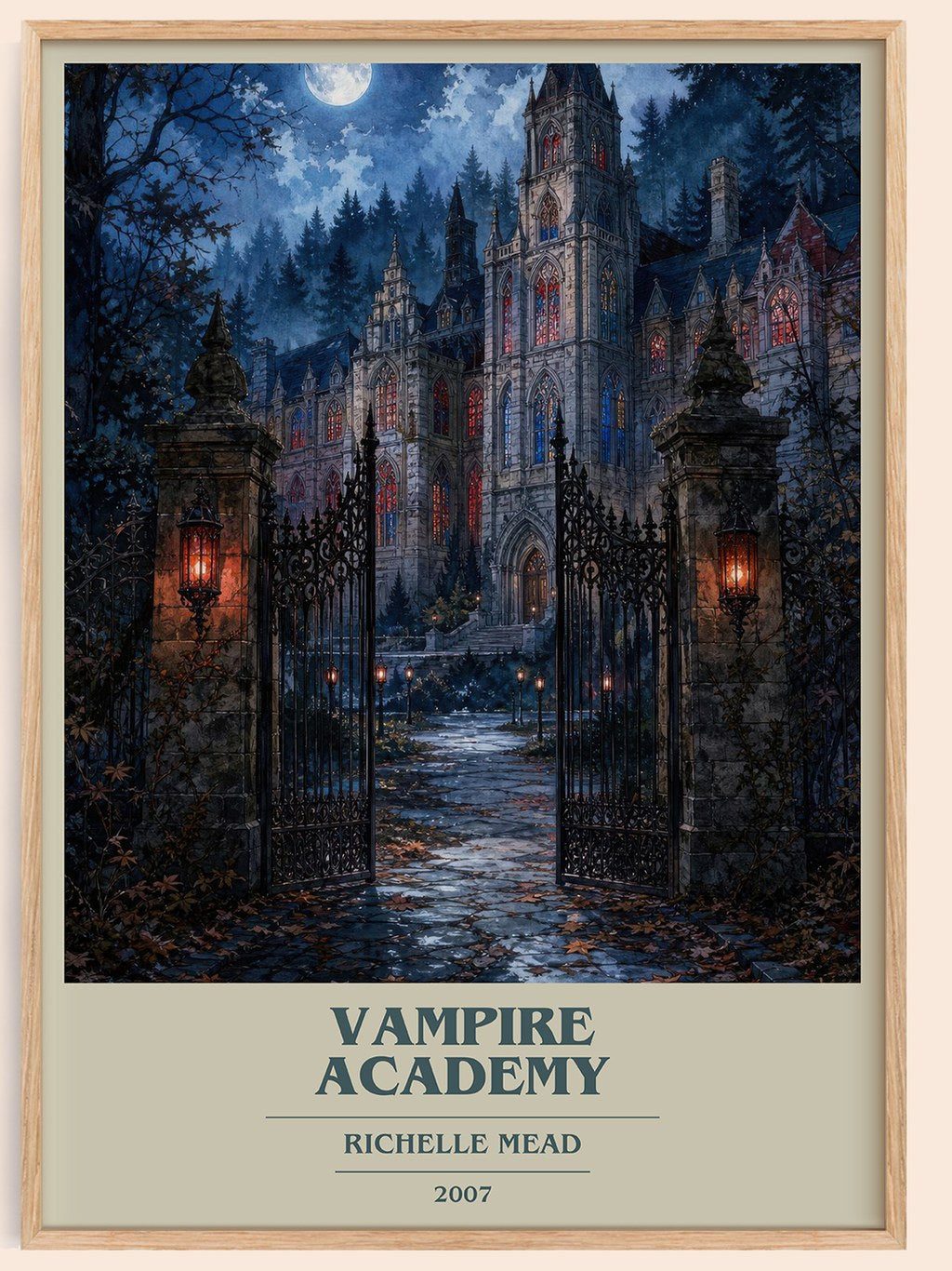 Vampire Academy book cover book poster by Richelle Mead – framed literary art print