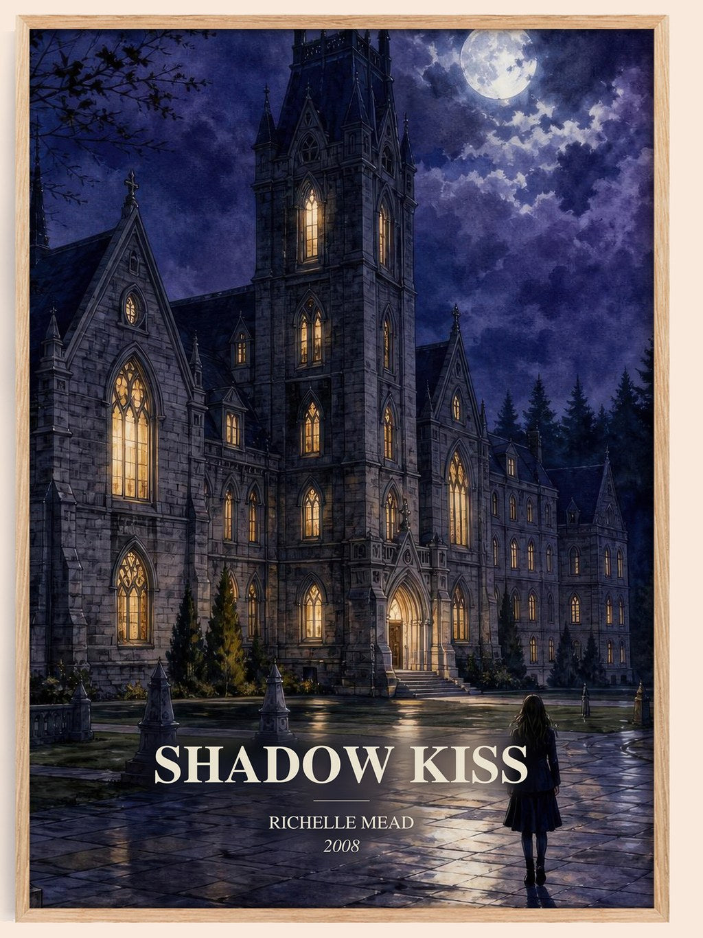 Shadow Kiss watercolour book poster by Richelle Mead – framed literary art print