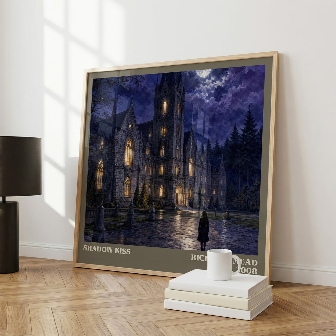 Shadow Kiss literary print framed by window – literary home decor