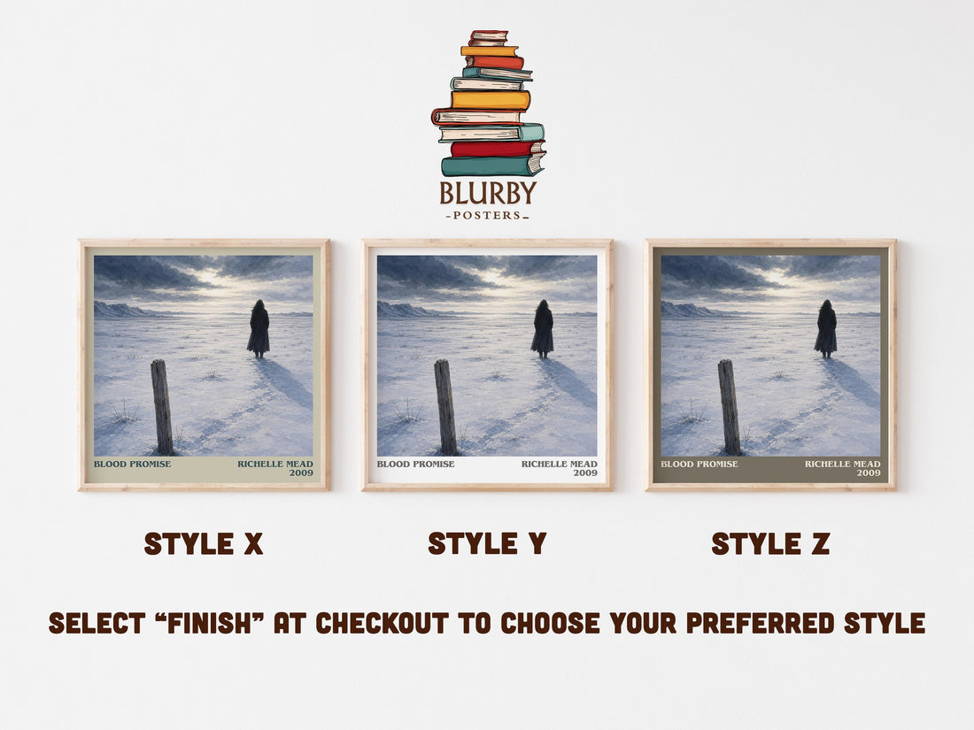 Blood Promise literary print in frame leaning in hallway – young adult wall art (mockup)