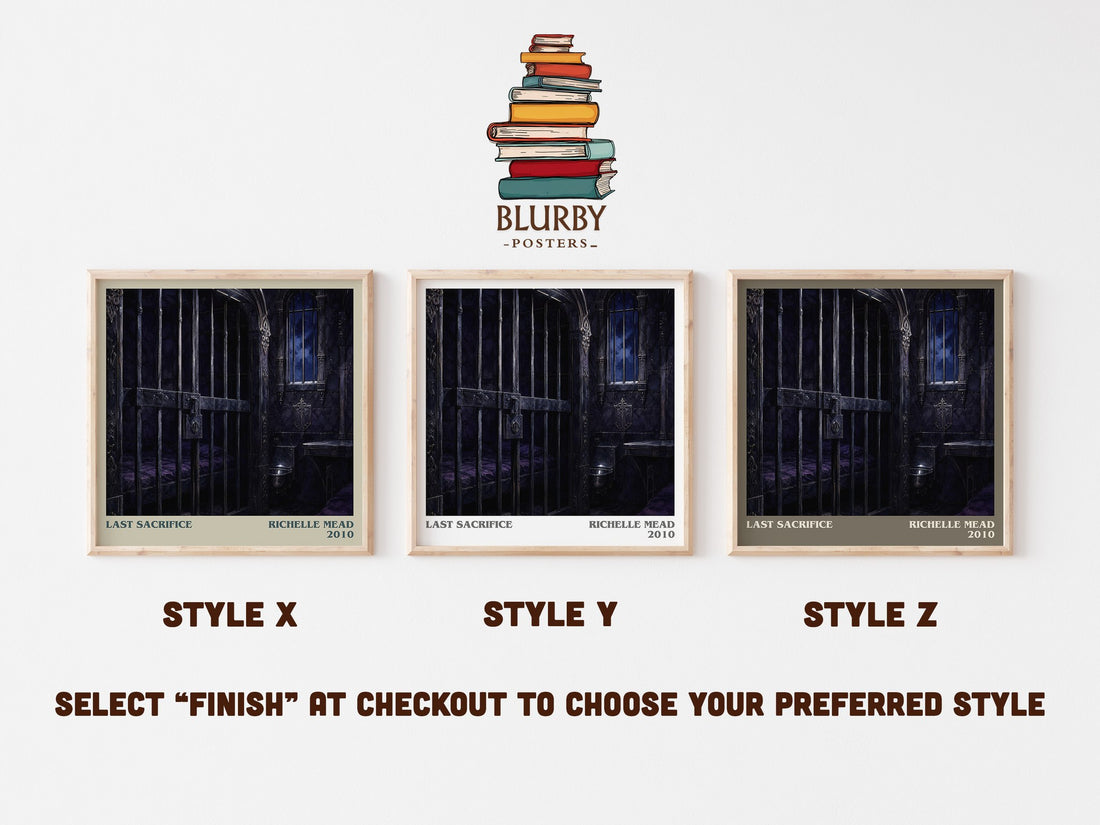Last Sacrifice literary print in frame leaning in hallway – young adult wall art (mockup)