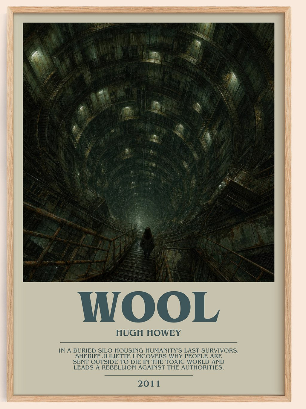 Wool bookish book poster by Hugh Howey – framed literary art print