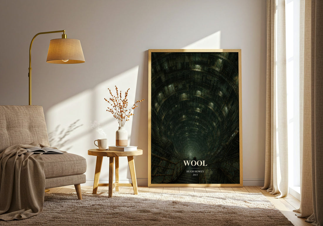 Wool watercolour print in frame leaning in hallway – dystopian wall art