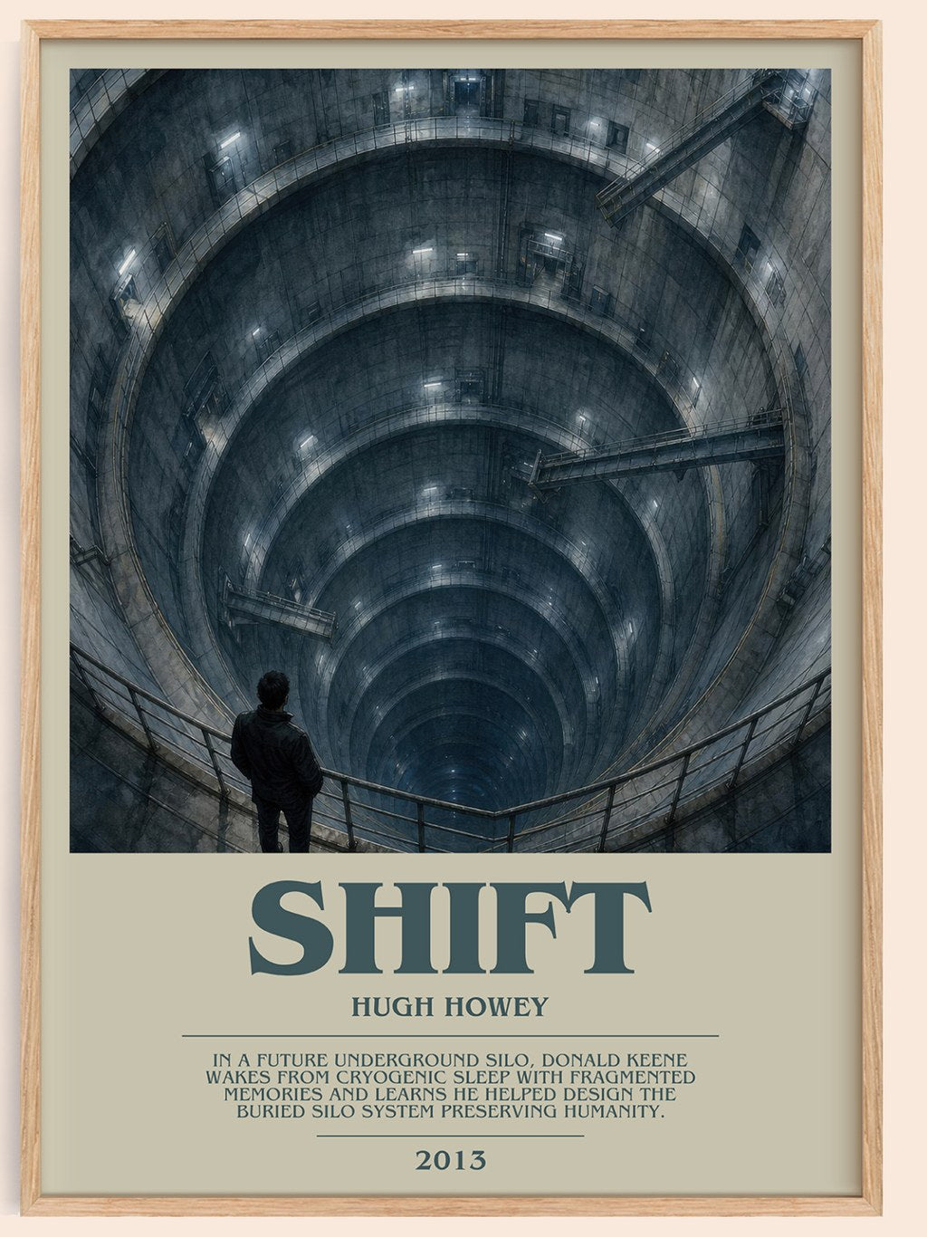 Shift bookish book poster by Hugh Howey – framed literary art print