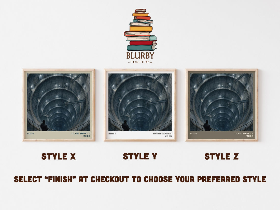 Shift literary print in frame leaning in hallway – dystopian wall art (mockup)
