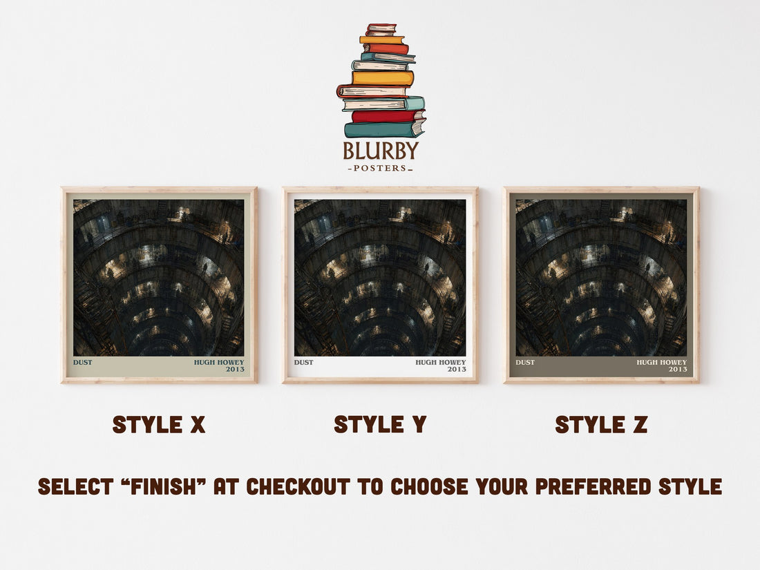 Dust literary print in frame leaning in hallway – sci fi wall art (mockup)
