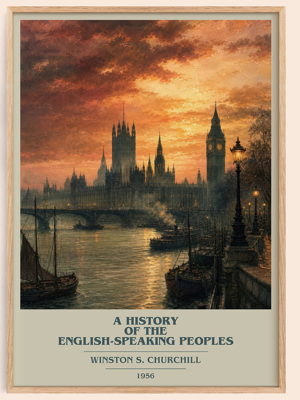 A History of the English-Speaking Peoples book cover book poster by Winston S. Churchill – framed literary art print