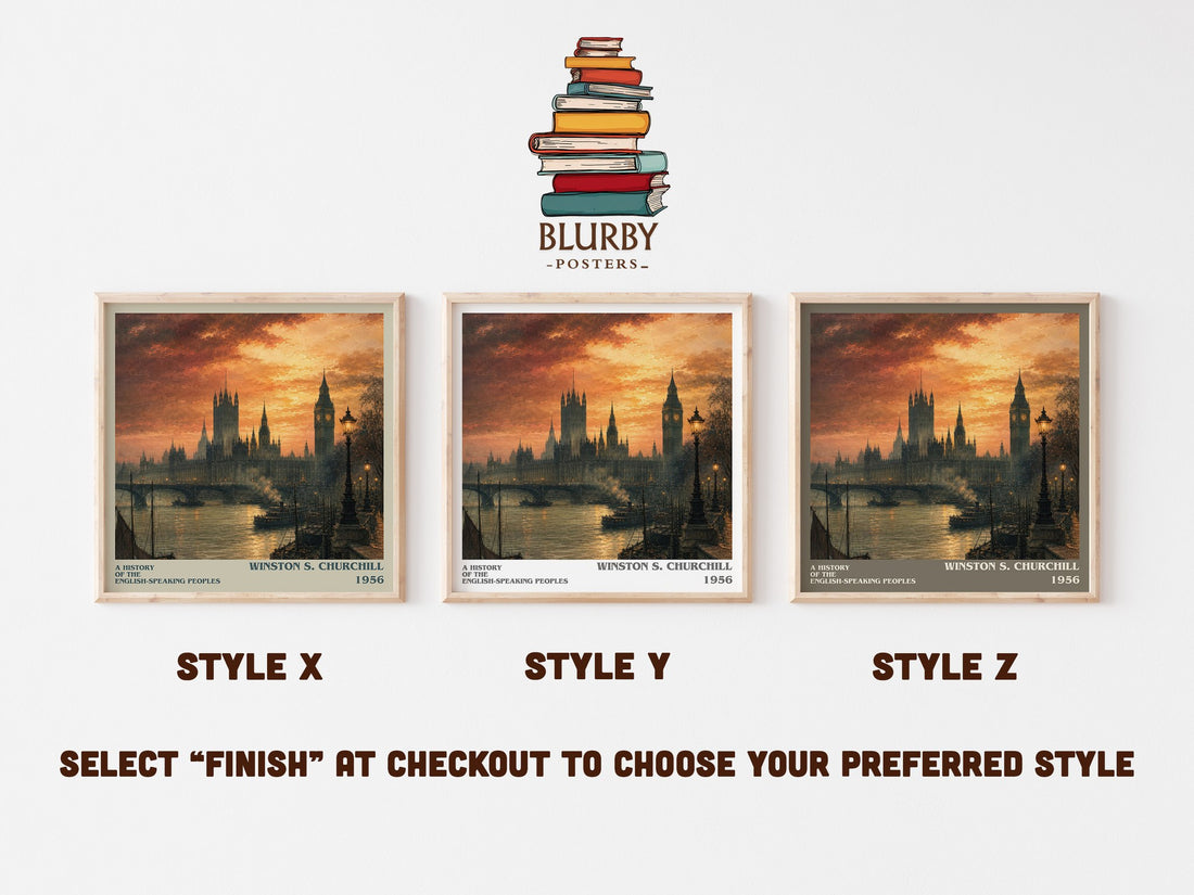 A History of the English-Speaking Peoples literary print in frame leaning in hallway – non fiction wall art (mockup)