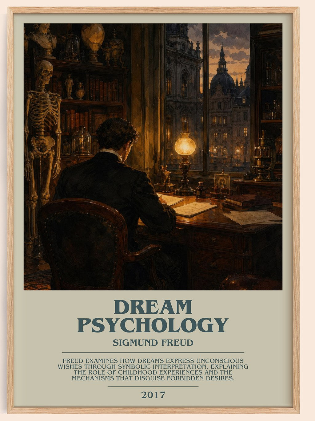 Dream Psychology bookish book poster by Sigmund Freud – framed literary art print