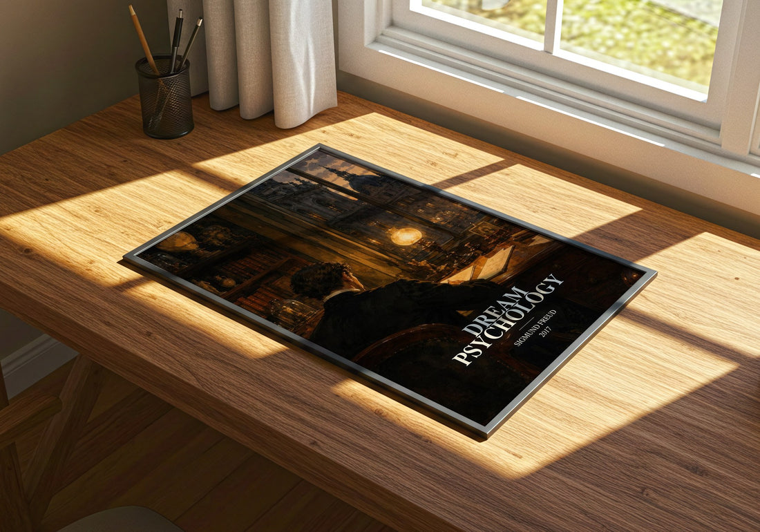 Dream Psychology watercolour book poster framed on wall – non fiction wall art