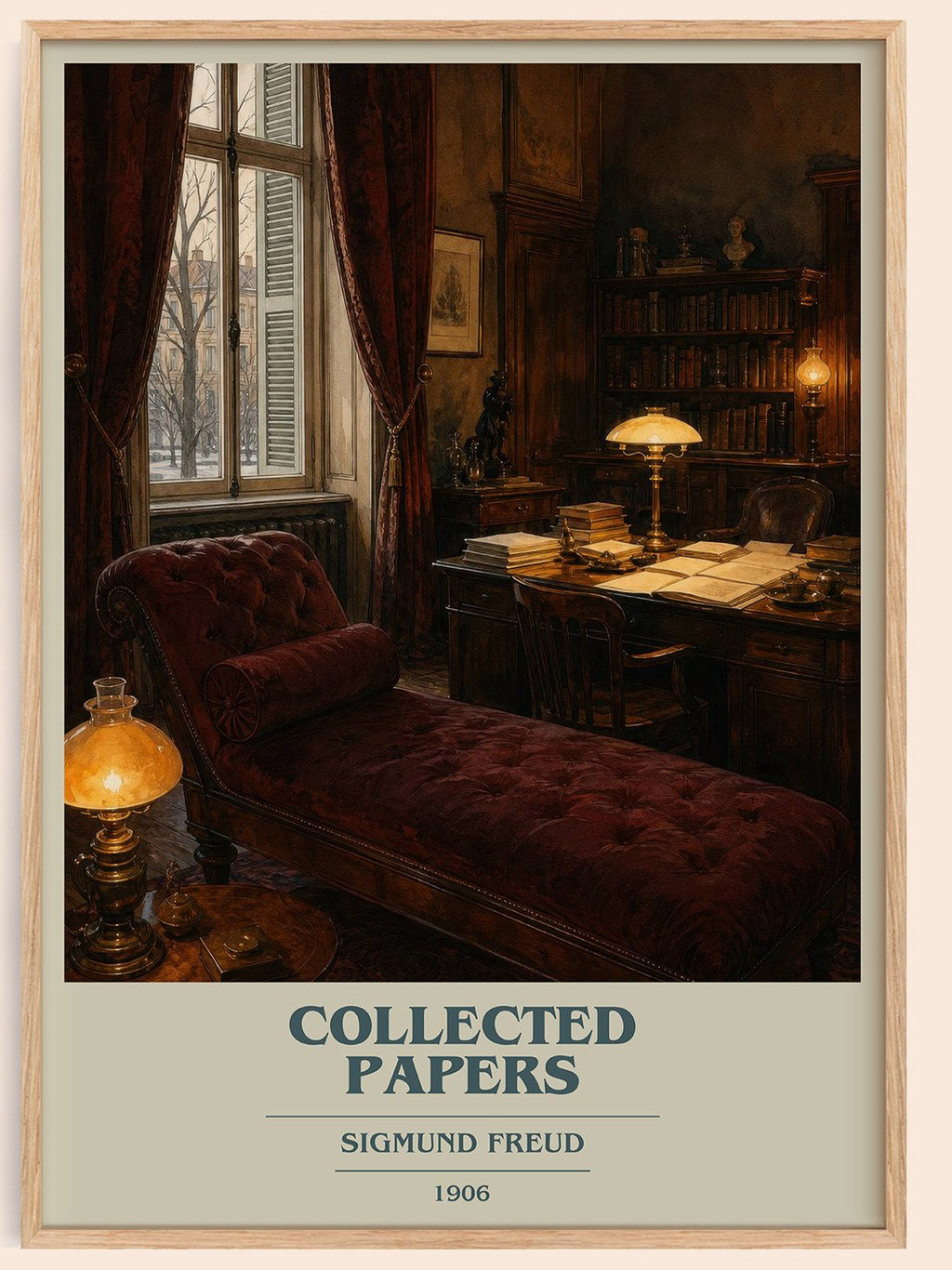 Collected papers book cover book poster by Sigmund Freud – framed literary art print