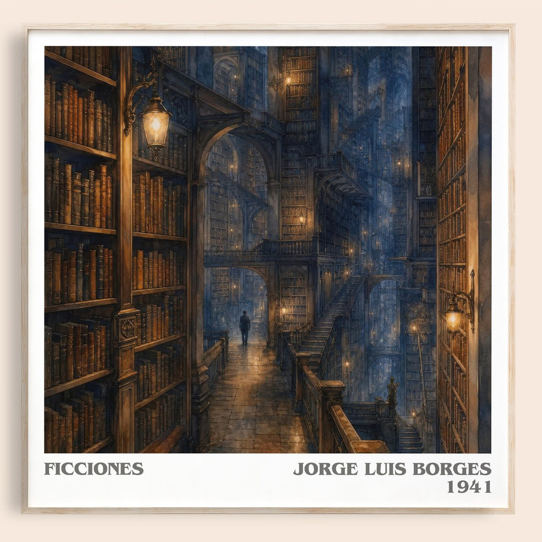 Ficciones literary book poster by Jorge Luis Borges – framed literary art print