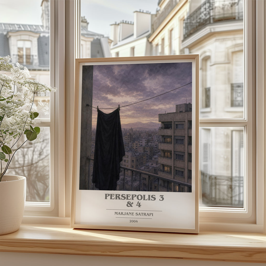 Persepolis 3 & 4 book cover poster colour and style options – Marjane Satrapi book art